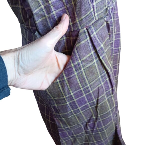 Vintage 14 Dress 1950's Plaid Double-Breasted Handmade 1of1 MCM Purple/Gold - Picture 3 of 7